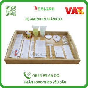 Bộ amenities trắng sứ bao bì túi màng ngọc